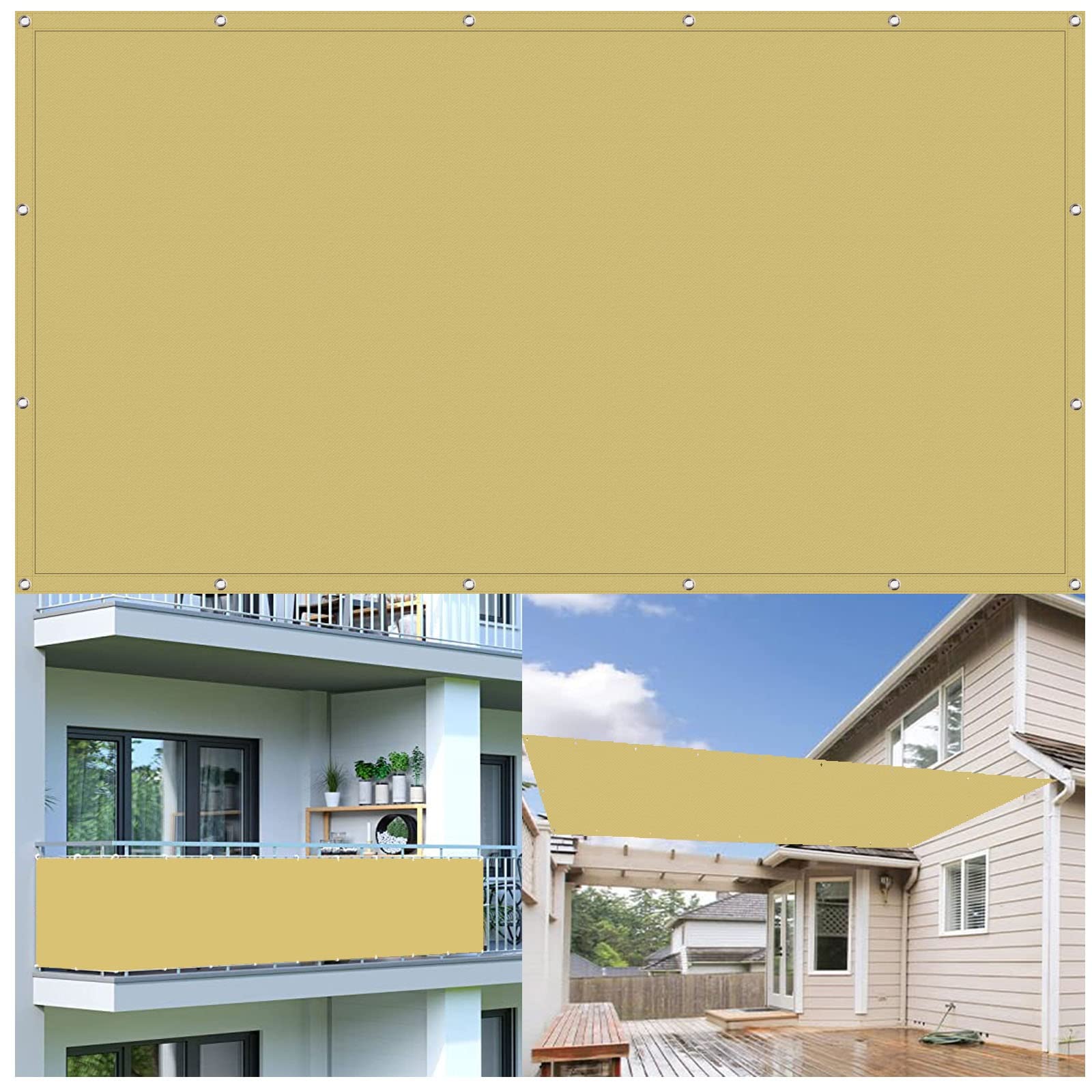 KLGFBDC Waterproof Rectangle Sun Shade Sail 4x10m UV Protection Canopy with Grommets & Ropes for Patio Balcony Camping PergolaCream Color Outdoor Shade Solutions