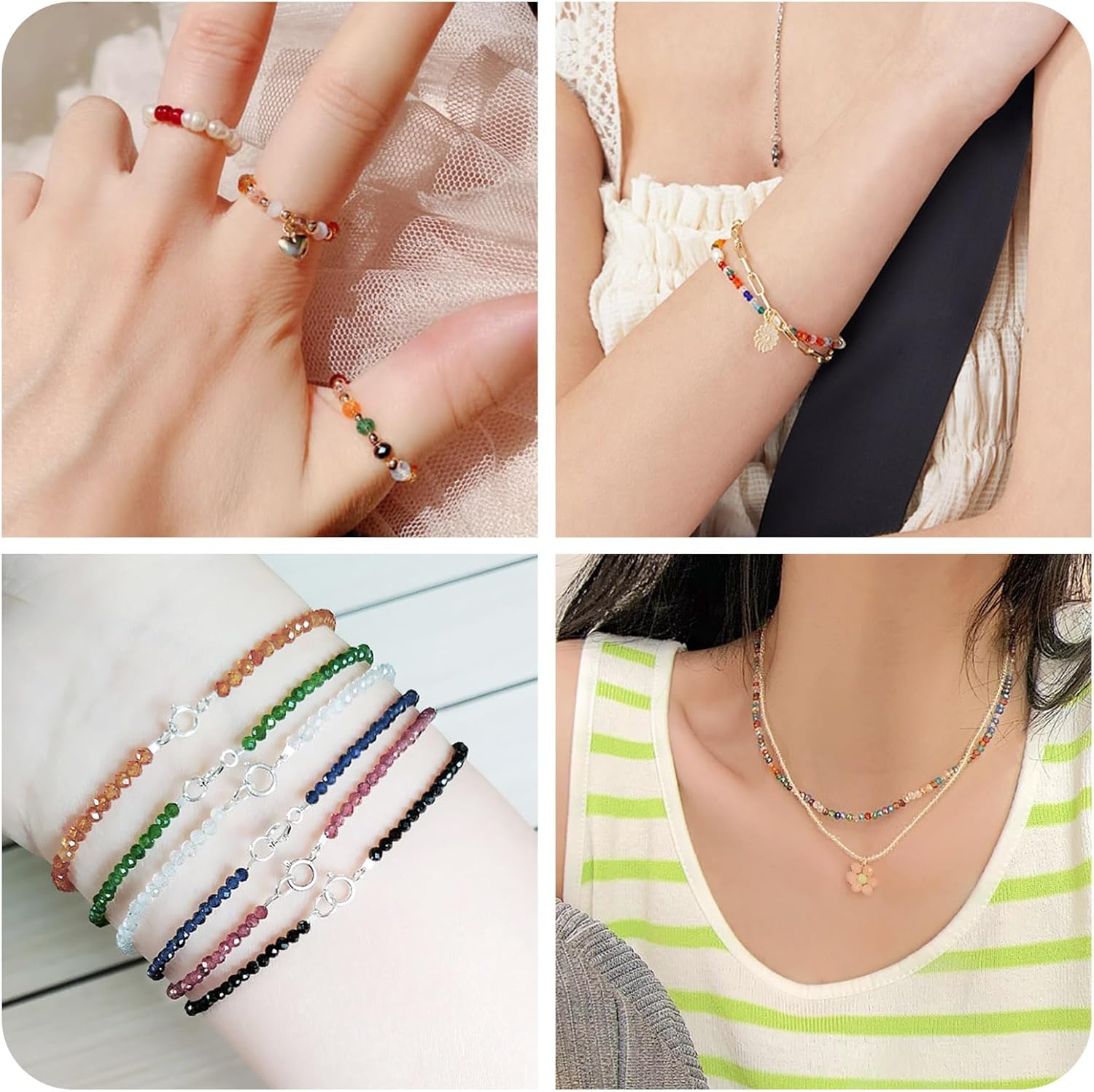 Cheriswelry 2mm Gradient Faceted Glass Beads Strands 20 Colors Transparent Crystal Round Spacer Beads for DIY Crafts Jewelry Making (20 Strands, About 3720Pcs) - Image 6