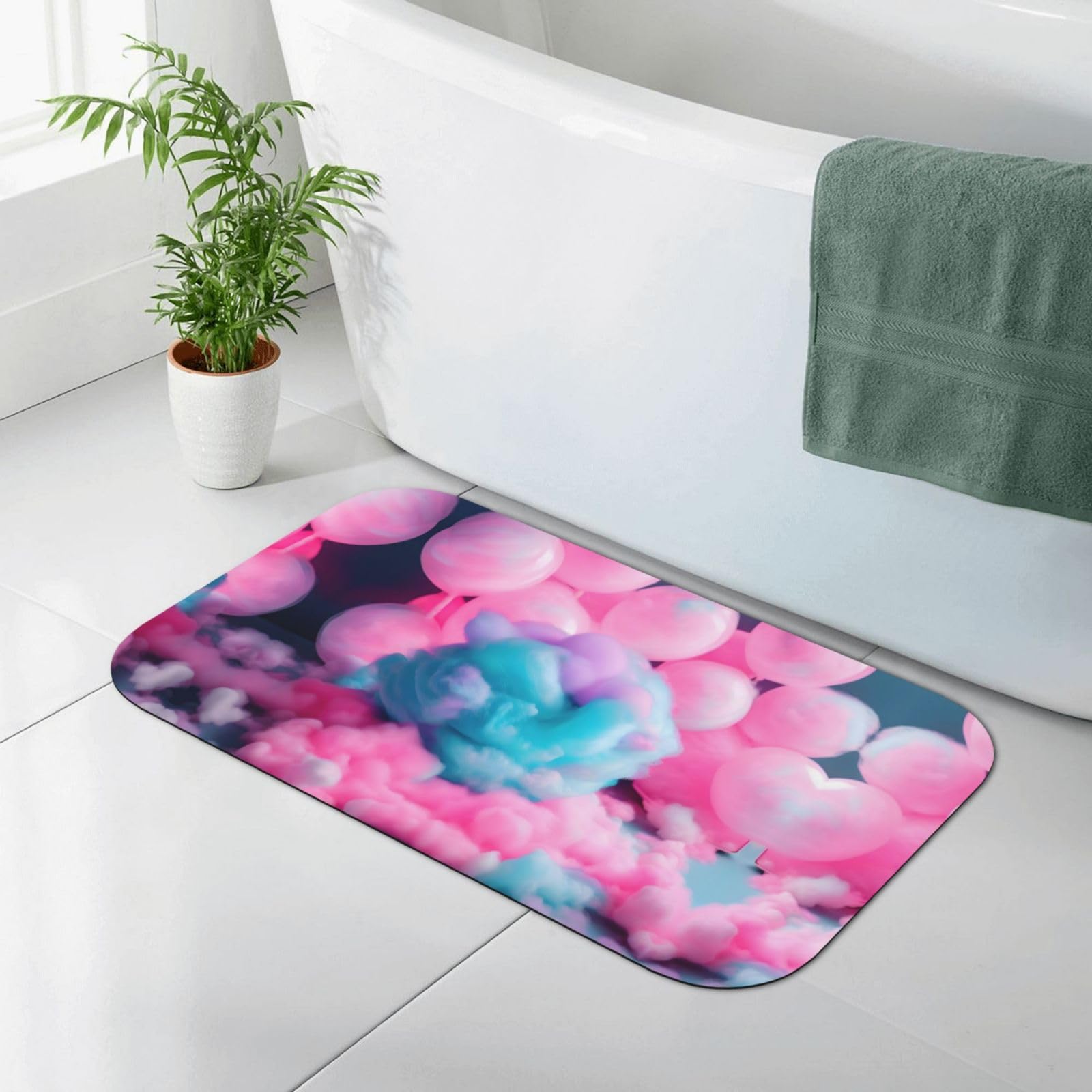Tapis de bain en terre de diatomée naturelle pliable rose séchage rapide 19,7x31,5cm