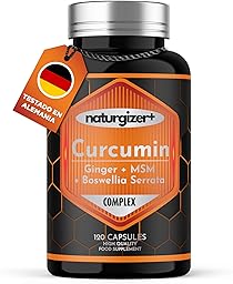 Cúrcuma LIPOSOMAL Complex con Jengibre, Boswellia, MSM | Alta Absorción | Apoyo Premium para Articulaciones, Músculos y Digestión | Curcumina en Cápsulas Vegetales |120 Cápsulas (60 Días) Naturgizer+