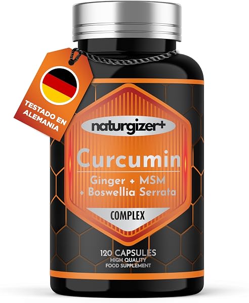 Cúrcuma LIPOSOMAL Complex con Jengibre, Boswellia, MSM | Alta Absorción | Apoyo Premium para Articulaciones, Músculos y Digestión | Curcumina en Cápsulas Vegetales |120 Cápsulas (60 Días) Naturgizer+ - 1