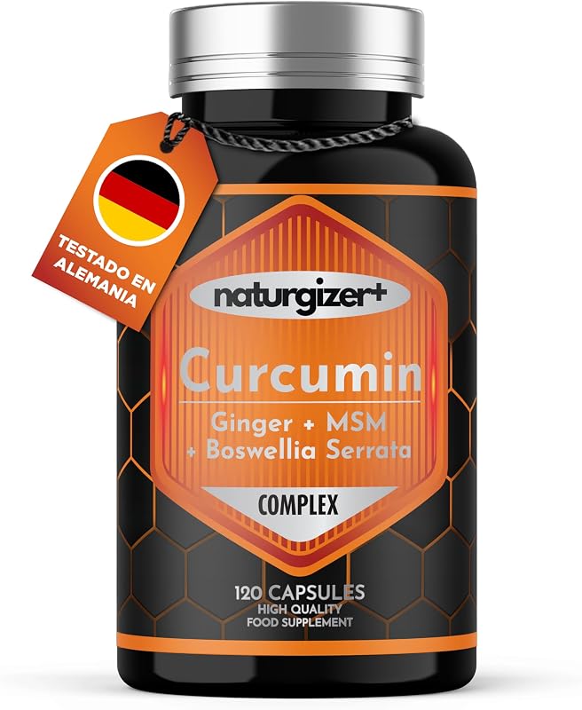 Cúrcuma LIPOSOMAL Complex con Jengibre, Boswellia, MSM | Alta Absorción | Apoyo Premium para Articulaciones, Músculos y Digestión | Curcumina en Cápsulas Vegetales |120 Cápsulas (60 Días) Naturgizer+