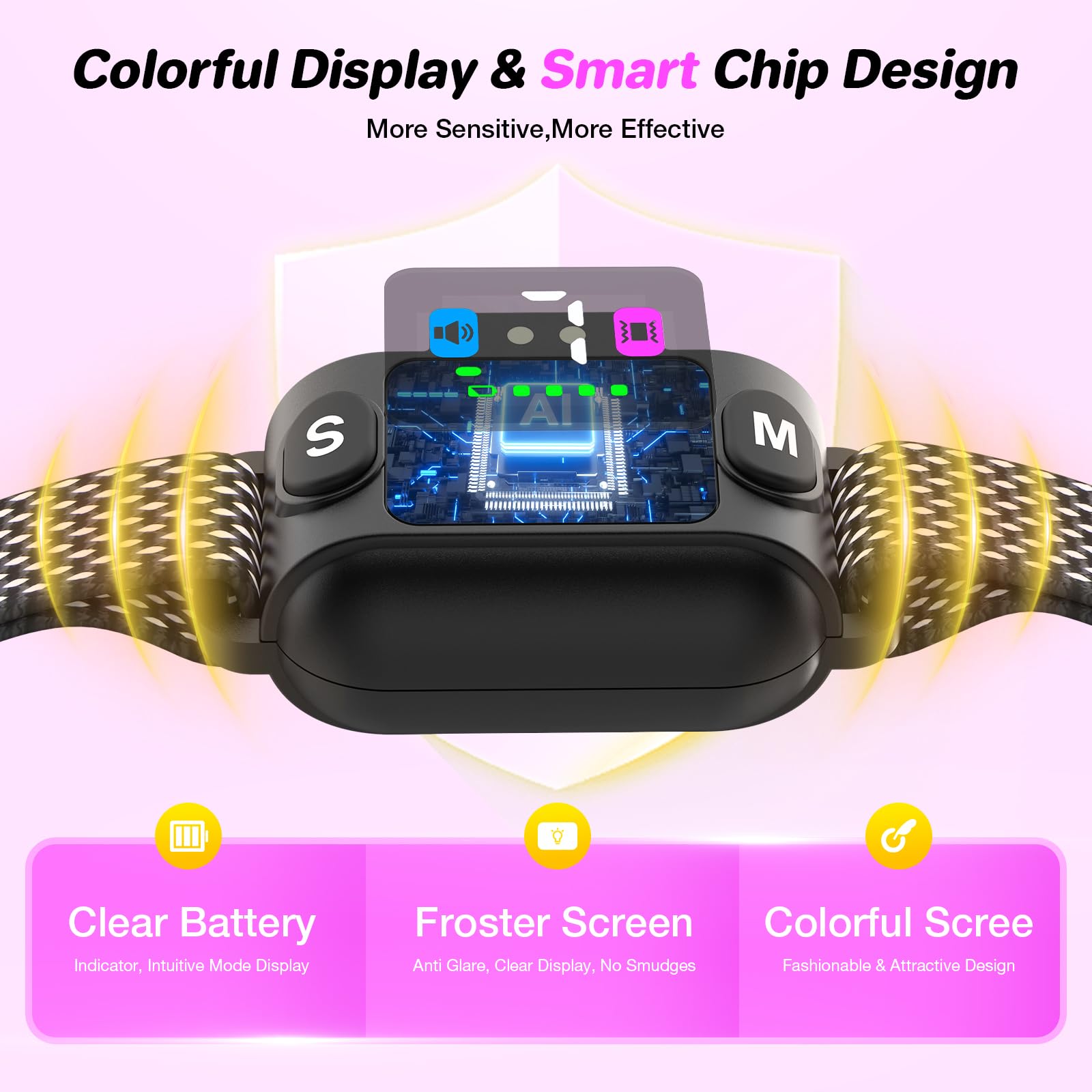 Collar Antiladridos para Perros - Collar Adiestramiento con 7 Niveles de Sensibilidad Ajustables, Recargable 3 Modos de Eficiente, Impermeable IP67 Cuello Perros Pequeños y Grandes (Gris)