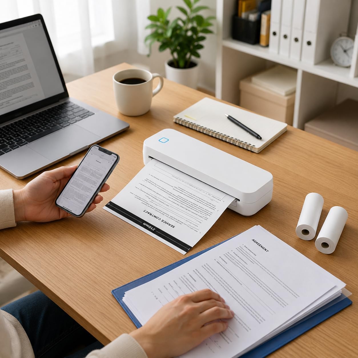 Imprimante thermique portable A4, imprimante sans encre Bluetooth 203 DPI
