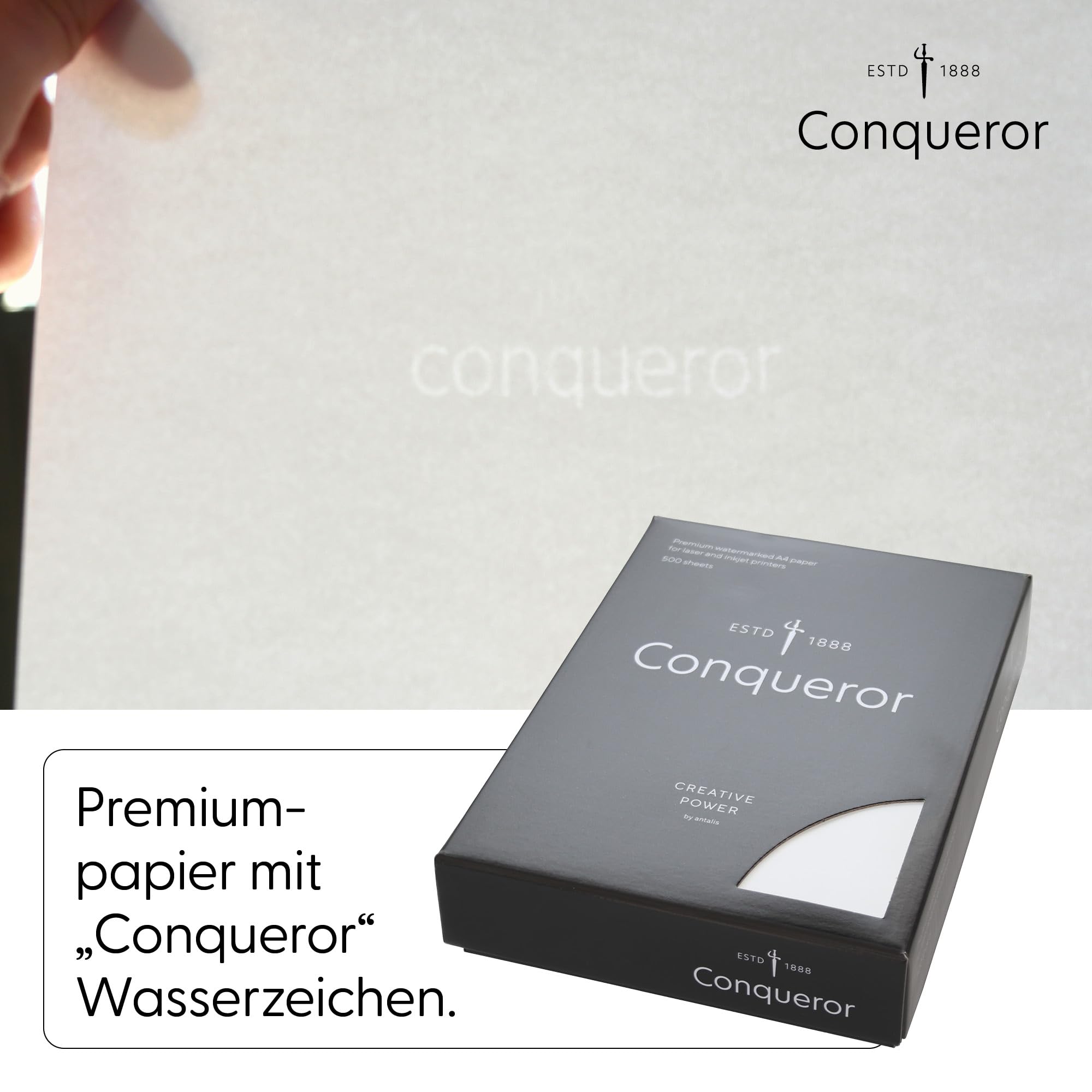 Conqueror Wove Briefpapier DIN A4 (90 g/m², Glatt, High White, mit Wasserzeichen) – Premium Feinstpapier für Geschäftsbriefe, hochwertige Dokumente & exklusive Korrespondenz, 2500 Blatt