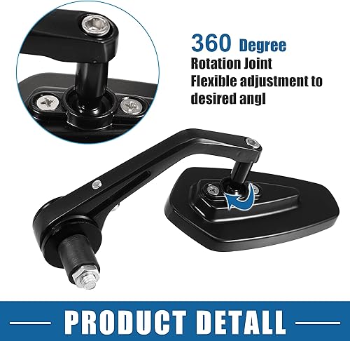 Miniatura 6 de Espejo retrovisor universal para manillar de motocicleta, retrovisor, antirreflejos, lente azul, negro, 1 par