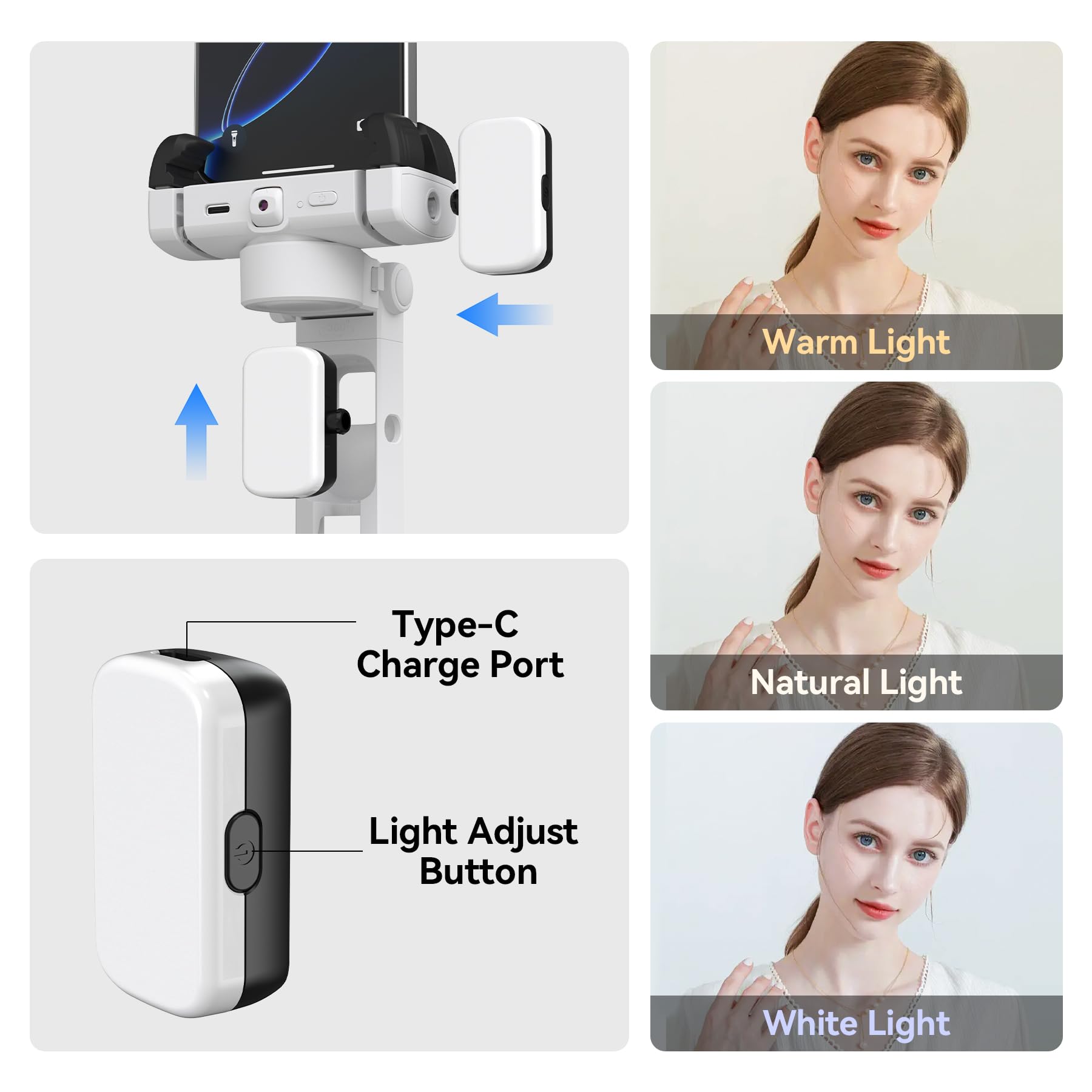 Treppiede automatico per iPhone con luce da 71 pollici Selfie Stick Treppiede Stand segue il tuo movimento Stabilizzatore cardanico a 360 ° con telecomando wireless per Creatore di contenuti Vlog