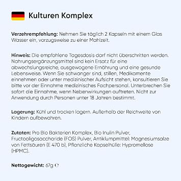 WeightWorld Kulturen Complex with 60 Billion CFU - 120 Vegan Capsules 20 Bakterienstämme und Bio Inulin Bakterienkulturen mit Bifidobacterium Lactobacillus Gasseri & Reuteri 2 Monate Vorrat