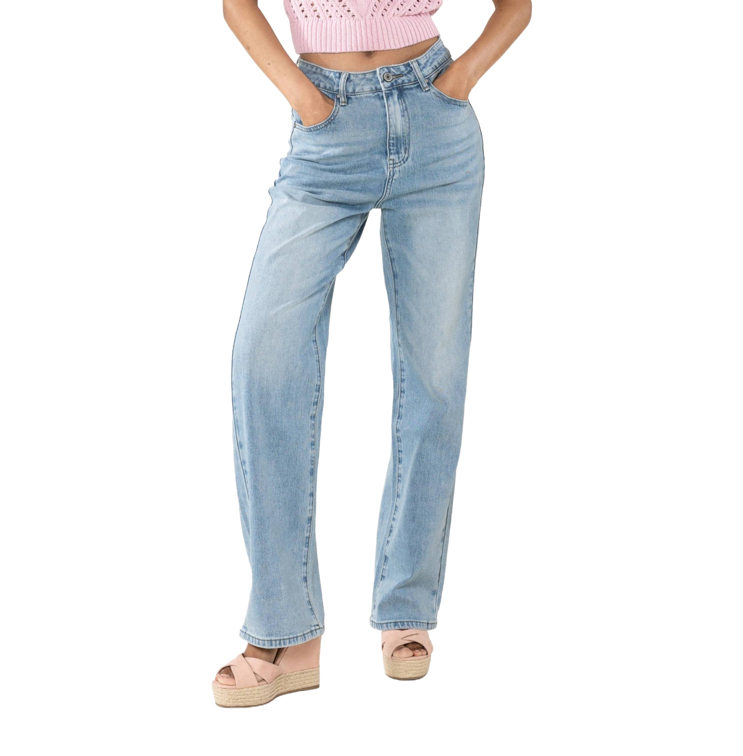 Nina Carter T002 Damen Jeanshose ohne Stretch - Straight Leg Jeans für moderne Damen im Vintage Look
