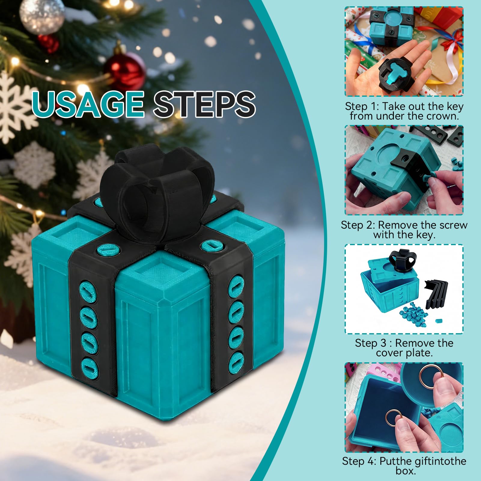 Annoying Gift Box with 3D Printed Screws & Pop Up Finger Surprise, The Annoying Present Prank Box, Funny Prank Hilarious Money Card Container Trick Gift Packaging for Birthday Christmas (Turquoise Green)