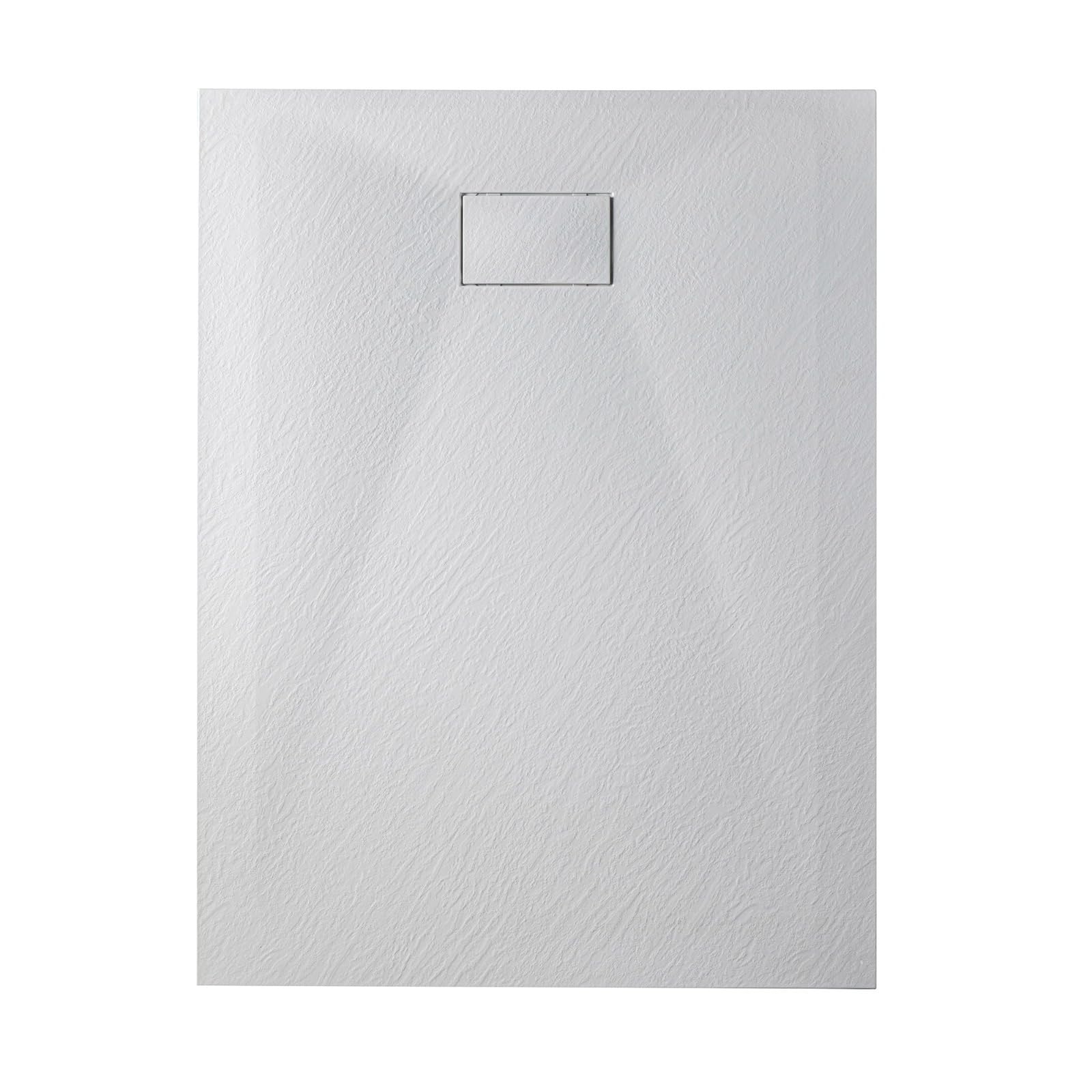 Essential 140x90 cm receveur de douche rectangulaire à poser SMC avec surface effet pierre. blanc (CERAES14090W)