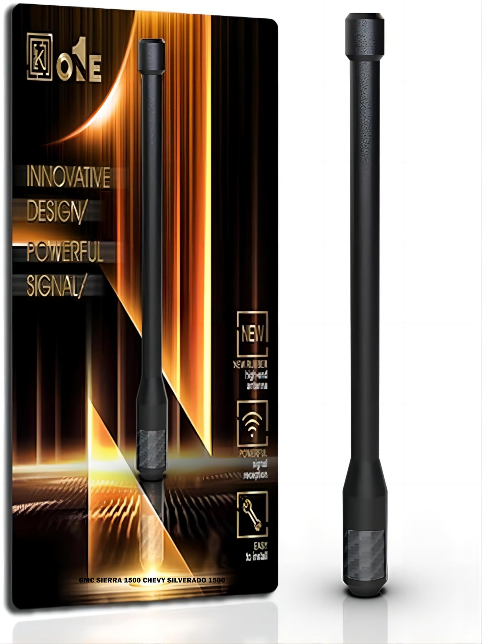 KEYO1E New Carbon Fiber Antenna Compatible with 2007-2025 GMC Sierra & Chevy Silverado 1500/7.9 Inches Flexible Durable Rubber Antenna Replacement/Internal Copper Coil for Enhanced Reception