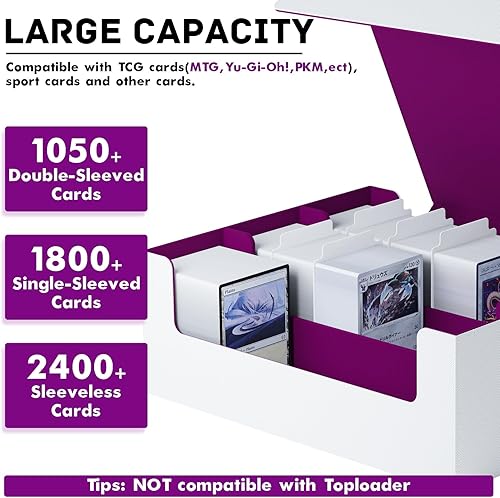 Miniatura 2 de ZLCA Caja de almacenamiento de tarjetas coleccionables para tarjetas TCG, triple caja de cartas MTG con capacidad para más de 1800 tarjetas, caja de