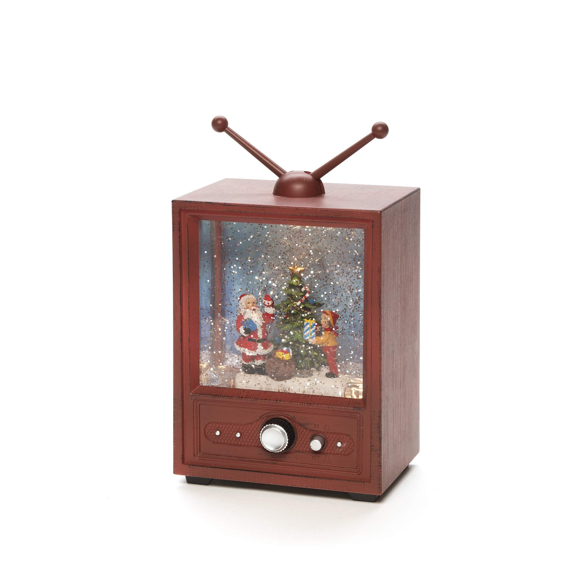 Konstsmide LED Fernseher mit Weihnachtsmann und Kind, wassergefüllt, wählbare Energiefunktion, 8 klassischen Weihnachtsliedern, 1 warm weiße Diode, 4.5V Innentrafo/batteriebetrieben, Innen - 4372-000