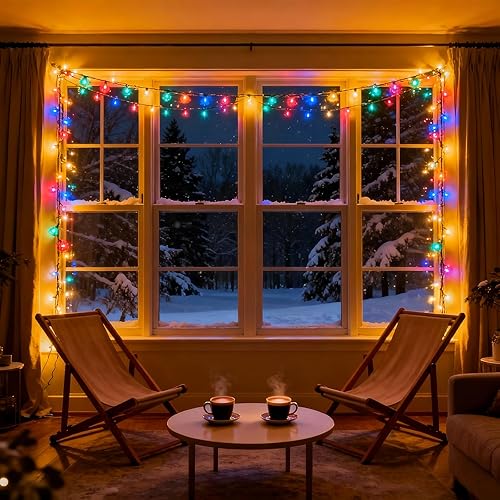 Miniatura 2 de 100 luces LED de Navidad multicolor, certificación UL y grado comercial, 35 pies, luces de alambre verde, para fiestas en interiores y exteriores,