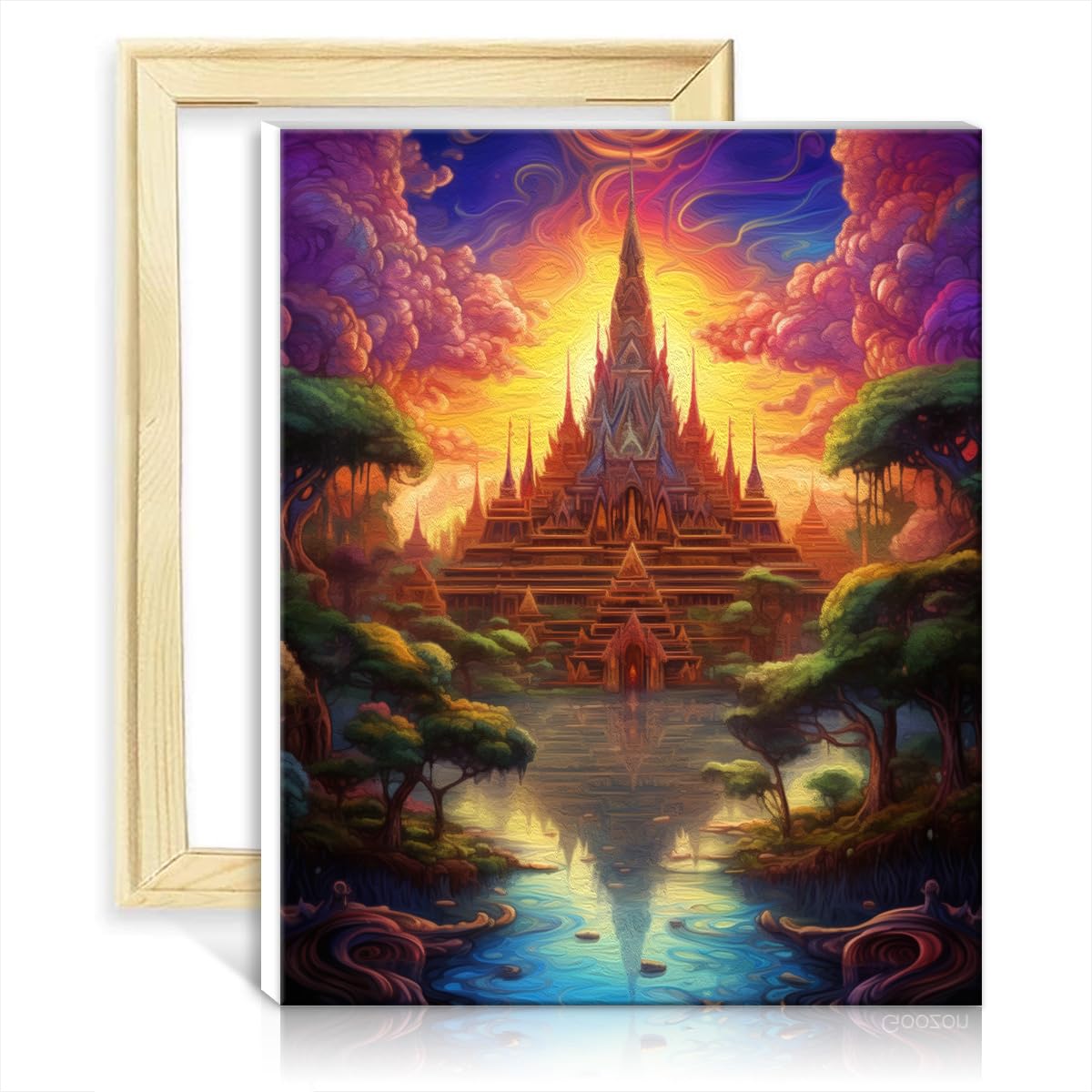 TANGFEIY Paint by Numbers Kits Grand Palace Thailand DIY Digital Oil Painting Kits on Canvas with Brushes and Acrylic Pigment Wall Decor Gifts No Frame(30x40cm)
