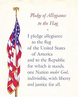 Pledge of Allegiance Wall Art – Patriotic American Flag Poster Print for Classroom, Office, or Home – USA Decor for Teachers, Veterans, and Kids – Inspirational Christian Gift (8x10, Unframed)
