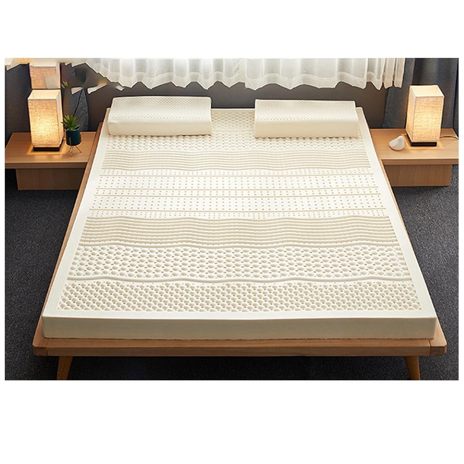 Mattress Topper Queen Foldable Latex Foam Mattress Topper Ergonomic 7-Zone Mattress Topper with Removable and Washable Cover Medium