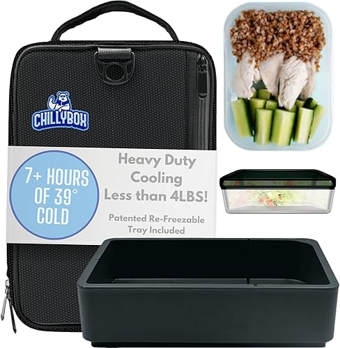 Chillybox Lonchera patentada con bandeja de refrigeración reutilizable, contenedor de plástico sellable versátil  Bolsas de almuerzo para hombres y