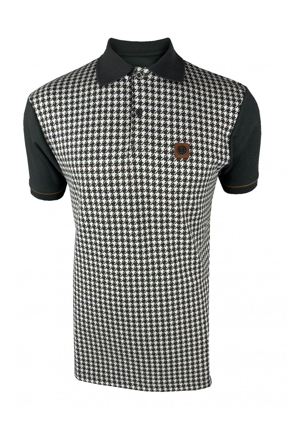 Trojan Men's Charcoal Houndstooth Panel Polo (Uk, Alpha, Xxl, Regular, Regular, )