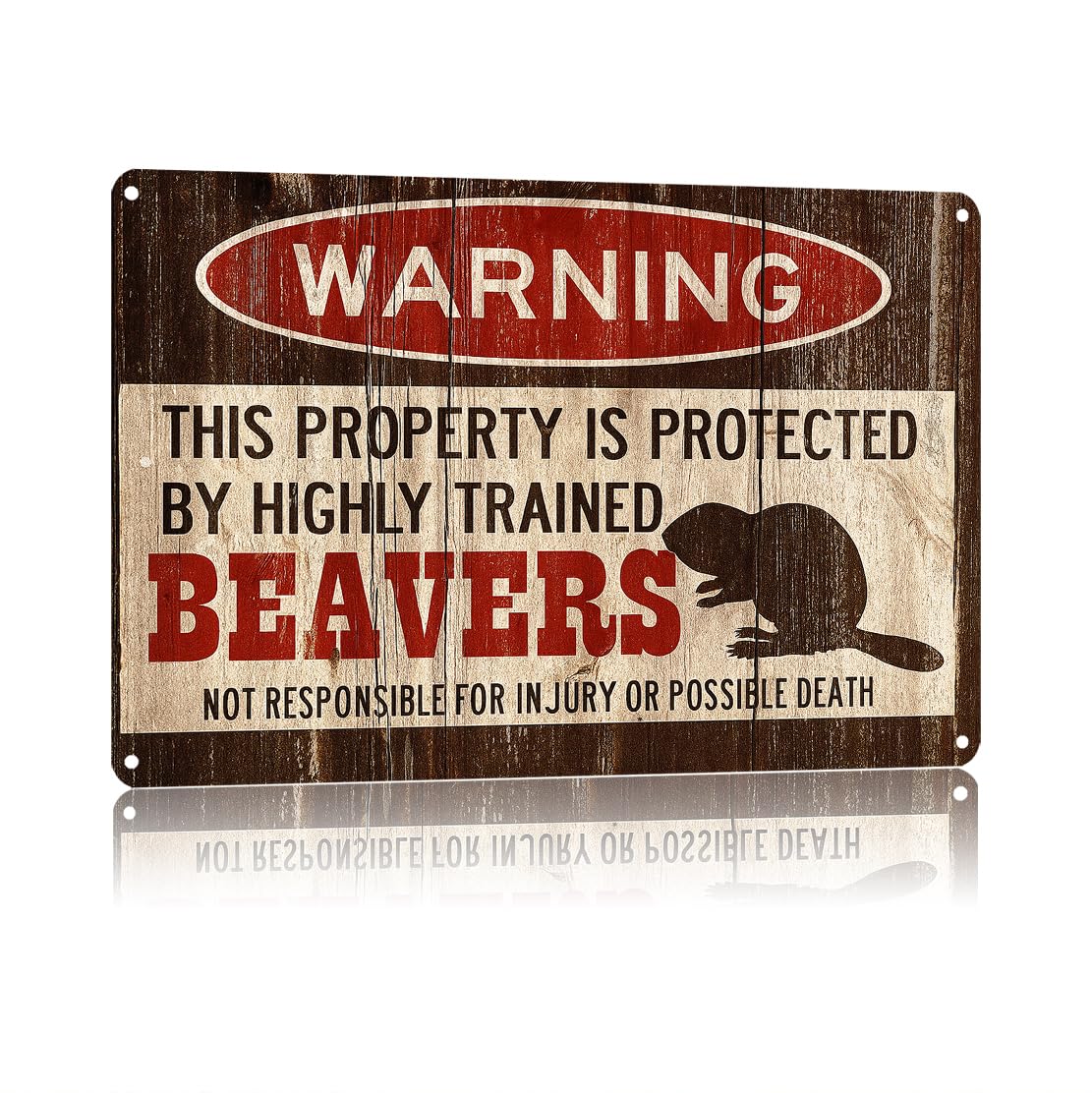 KWQDOZF Funny Metal Signs Posters Beavers Warning Sign Wall Art for Yard Outdoor Lawn Garden Home Decor 8X12inch