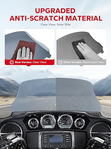 Miniatura 20 de Amazicha Parabrisas ondulado negro de 7 pulgadas compatible con Harley Davidson Touring Street Glide/Electra Glide/Ultra Limited/Tri Glide FLHT FLHX