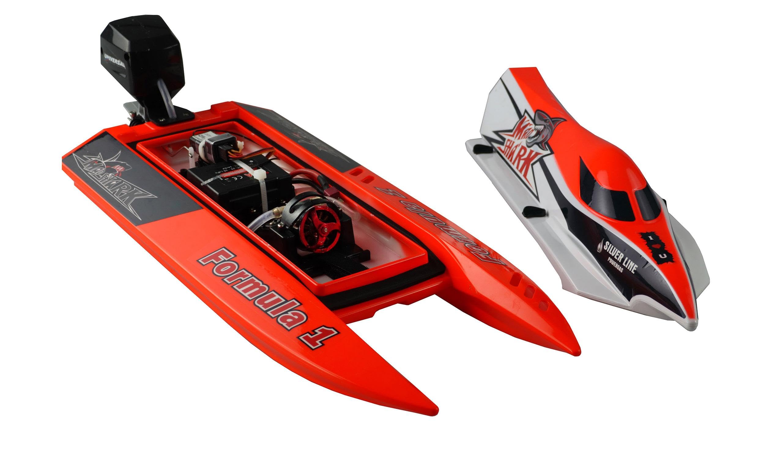 Amewi F1 Mad Shark V2 RC Einsteiger Motorboot RTR 430mm, Weiß-schwarz