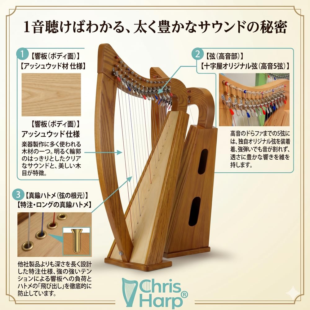 Amazon | 【Amazon.co.jp 限定カラー】小型 15弦レバーハープ 【Chris