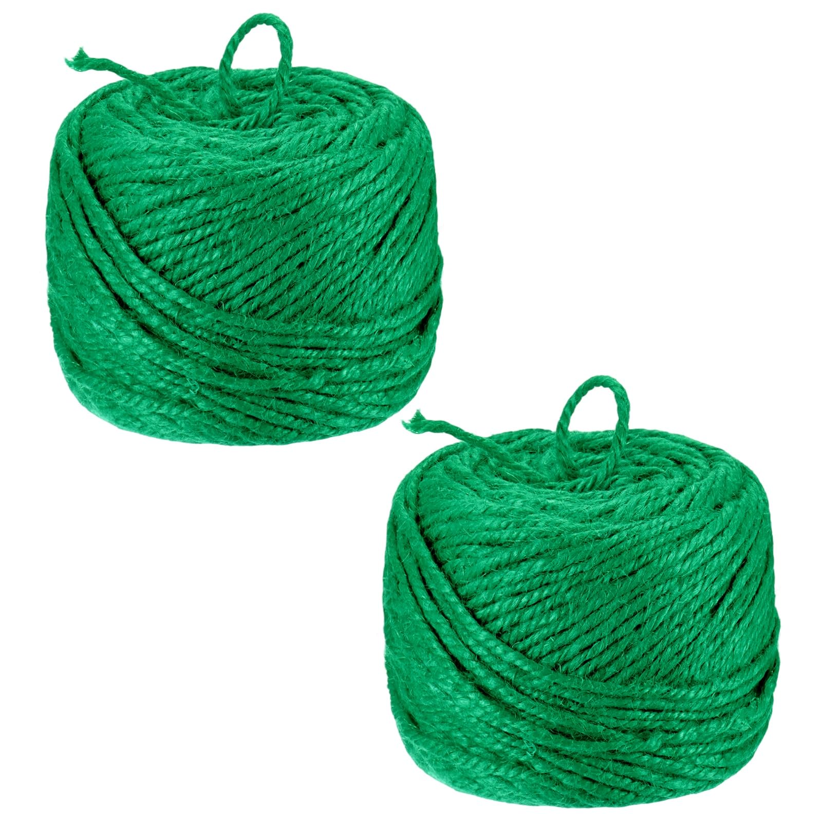 M METERXITY 2-Pack Natural Jute Twine String, 3mm x 328ft/100m Long Garden Twine Balls for Crafts/Gift Wrapping/Gardening Plants, Durable Plant Ties Thick Rope [Green]