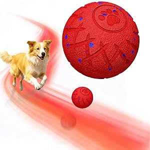 XINGZUAN Smart Interactive Dog Toy, Automatic Moving, Bouncing and Stimulation, Silent Foam Material, IP54 Waterproof Rating, Active Rolling,Dog Ball for Medium and Large Dogs,Dog Birthday (Red)