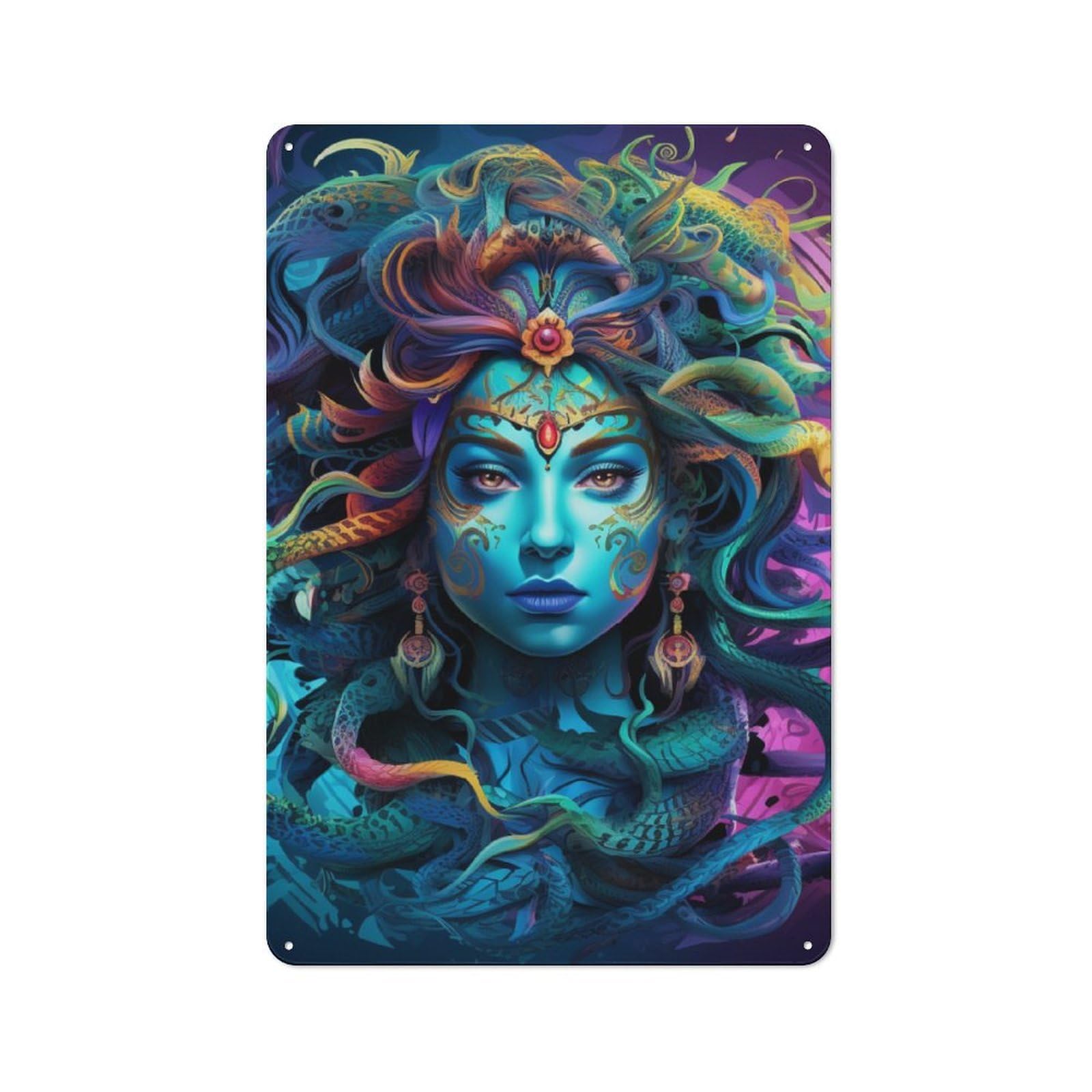 Junmoney Style-9 Retro Metal Wall Sign 30X20cm With Fantasy Goddess Artwork For Home Bar Wall, A Housewarming Gift For Hosts Who Enjoy Retro Interiors