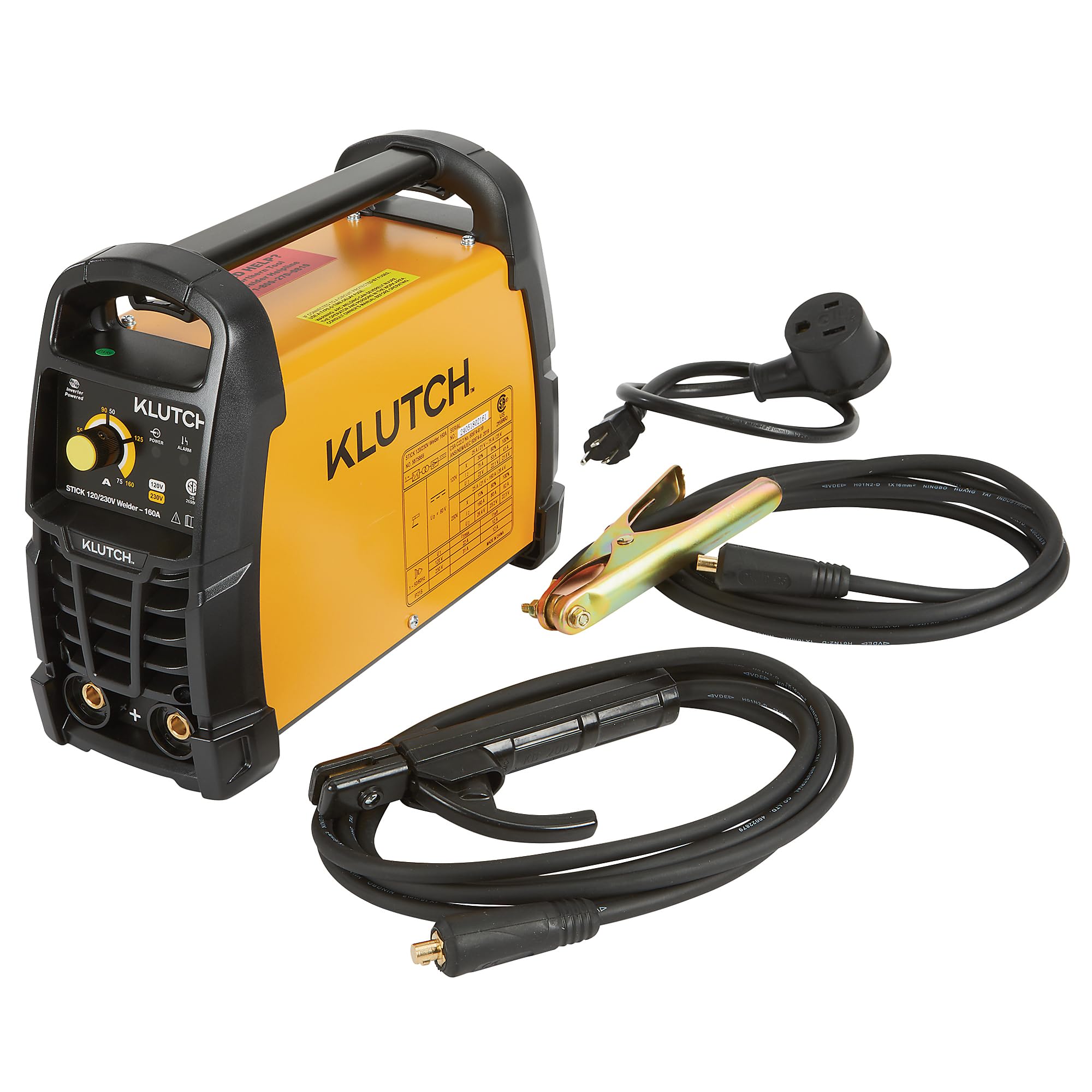 Klutch Dual-Voltage Stick Welder with Inverter Technology, 120/230 Volts, 160 Amp Max.