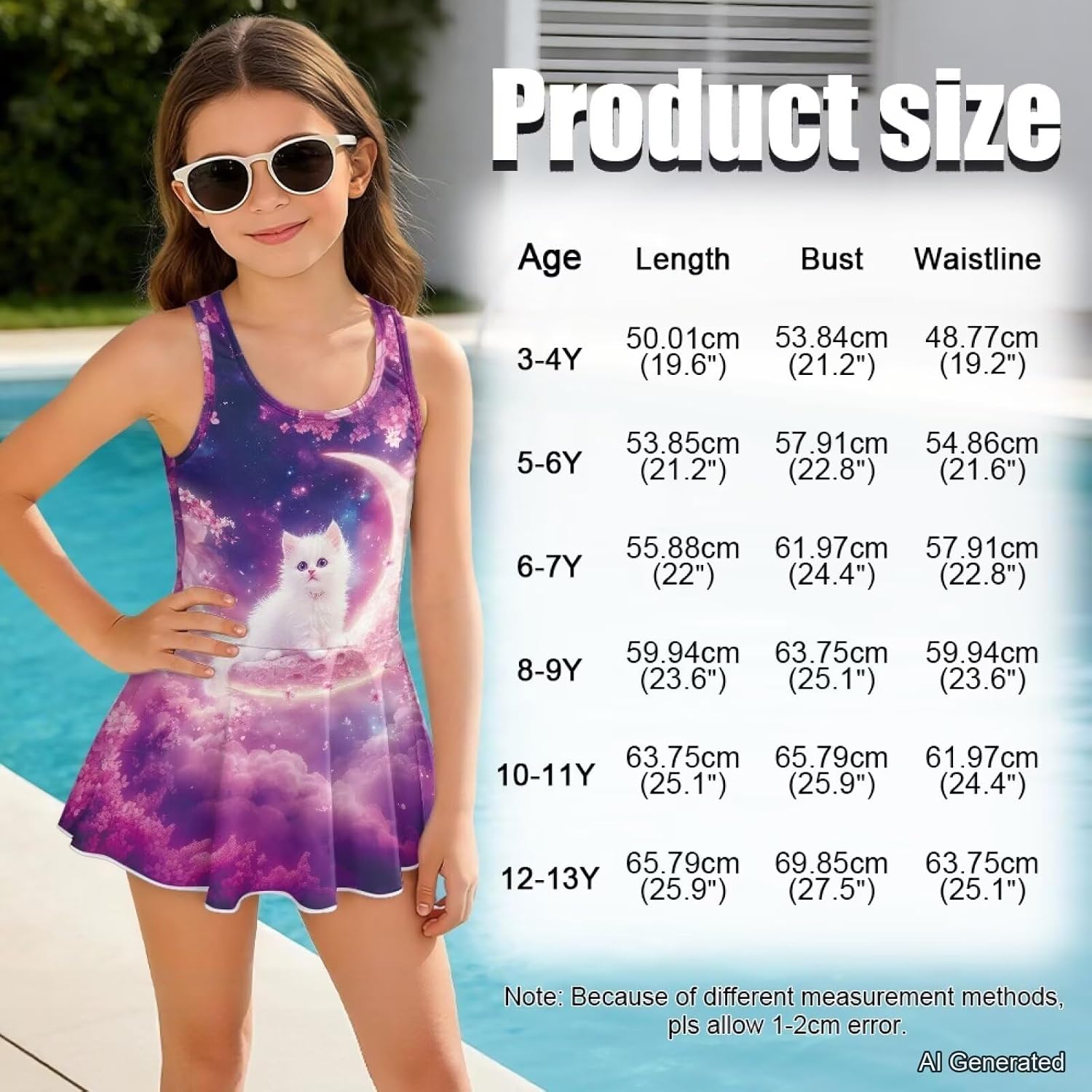 Girls Swimsuits One Piece Swimsuit with Skirt Swimwear Swimming Bathing Suit