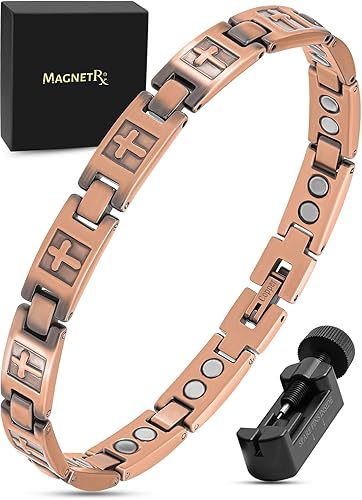 Miniatura 12 de MagnetRX® Pulsera magnética de cobre puro para mujer – Efectivas pulseras magnéticas de cobre de ultra fuerza para mujeres – Longitud de pulsera