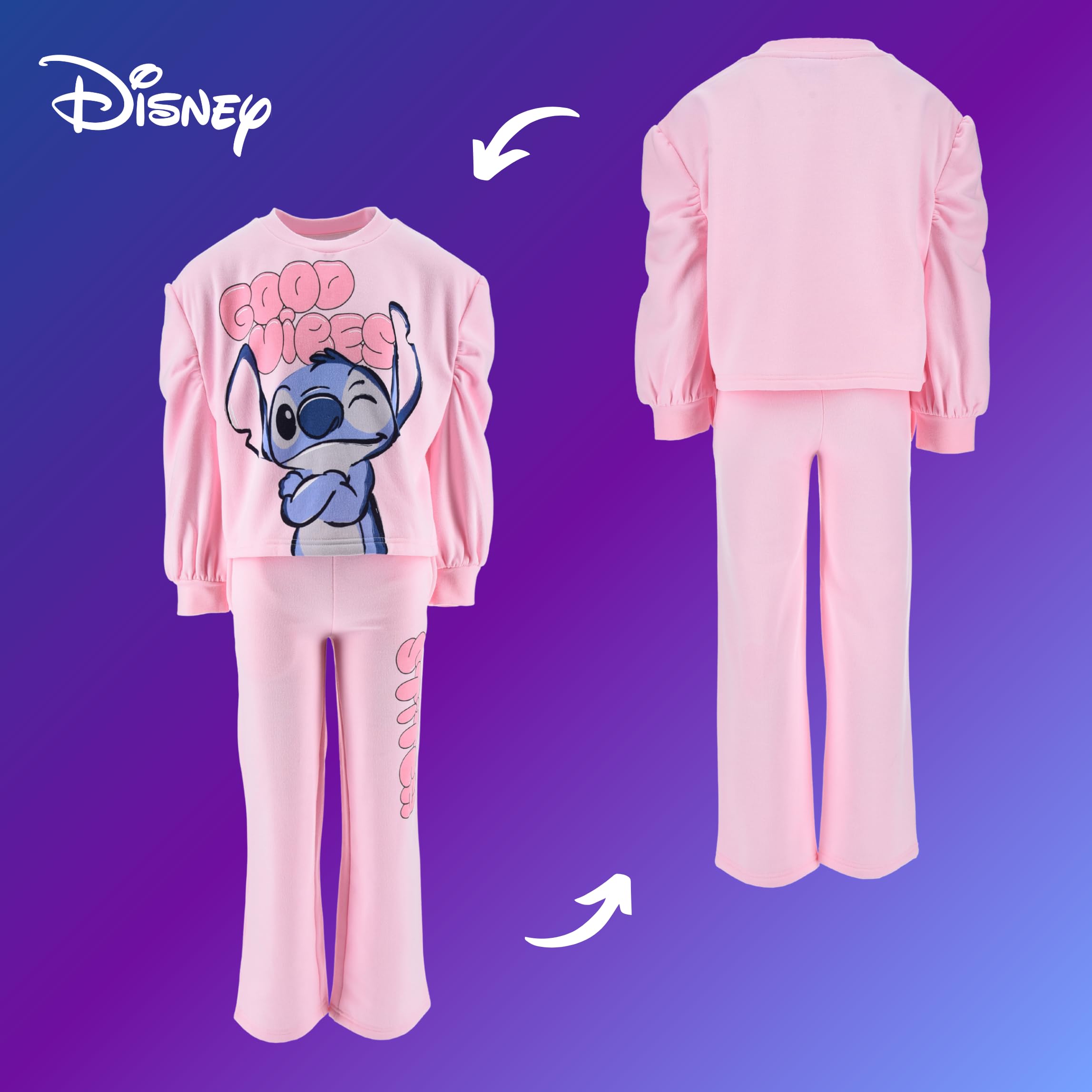 Disney Stitch Camiseta y Pantalon para Niñas, Chandal Conjunto 2 Piezas Sudadera y Pantalon para Niñas, Tallas 3 a 8 Años
