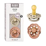 BIBS Pacifiers - Boheme Collection | BPA-Free Baby Pacifier | Made in Denmark | Set of 2 Vanilla/Peach Color Premium Soothers | Size 0-6 Months
