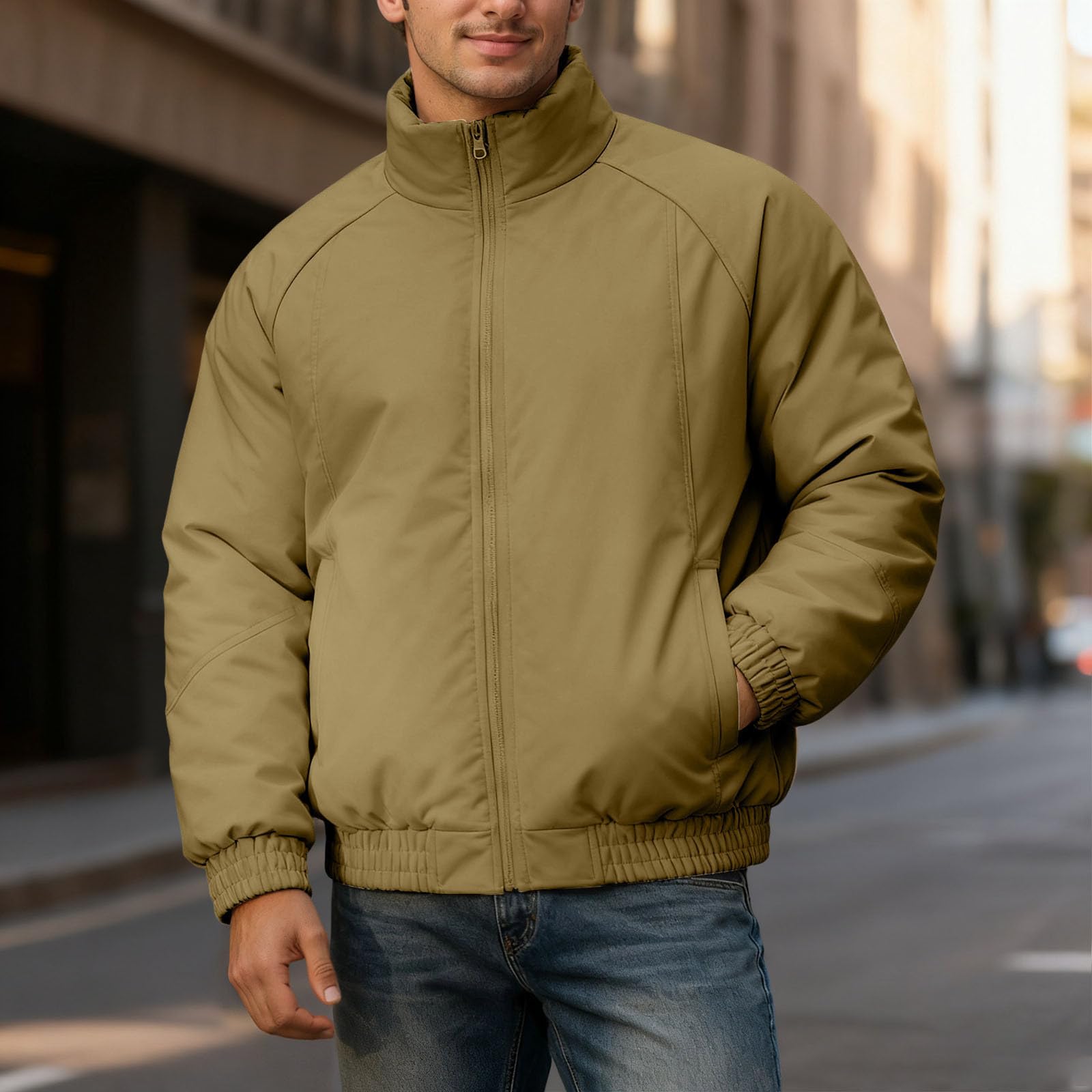 Chaqueta para hombre con cremallera y chaqueta deportiva para hombre Slim abrigo de invierno acolchado con cuello alto, cálido y aislante térmico a prueba de viento y cómodo ideal para clima frío