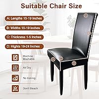 Vista 3 de Fundas de Silla de Cuero para Sillas de Comedor, Juego de 4, Fundas Super Elásticas Impermeables para Sillas de Cocina, Fundas de Silla de Comedor