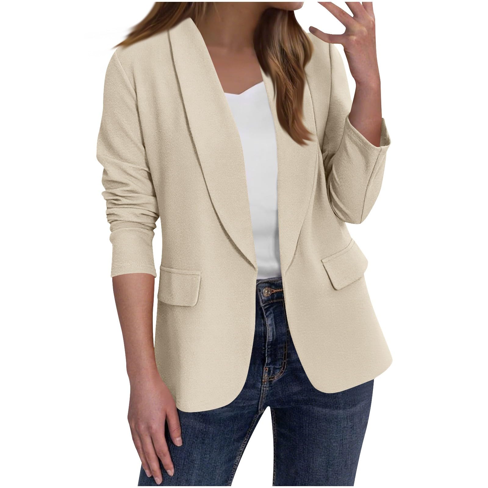 Womens Oversized Blazers Open Front Lapel Collar with Padded Shoulder Long Sleeve Suit Jackets Work Business Dressy Outfits