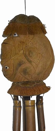 Miniatura 3 de Carillón de viento tallado a mano grande y hermoso de bambú con cara de mono