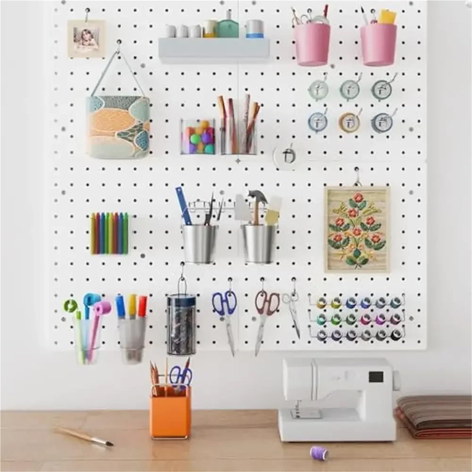 Lochwand-Set, Kunststoff-Lochwand-Organizer mit Haken und Zubehör, platzsparende Lösung for Garage, Werkstatt für Werkbank, Garage