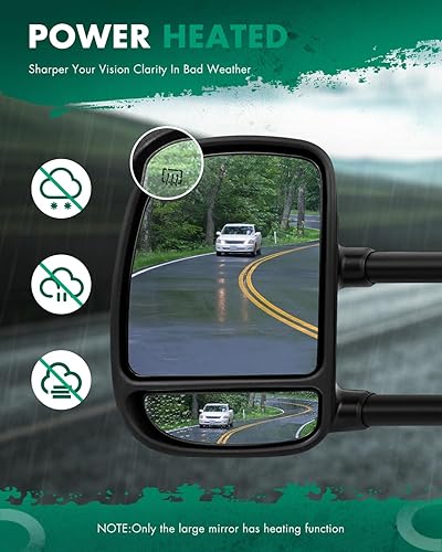Miniatura 6 de SCITOO Espejos de remolque compatibles con Ford 1999-2007 para Ford para F250F350F450F550 Super Duty Pickup Truck Espejos de potencia ajustada,