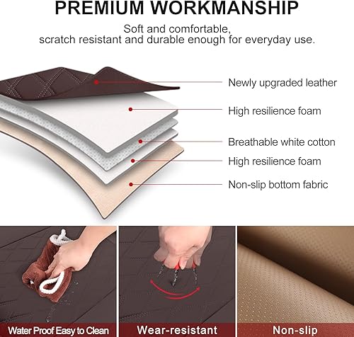 Miniatura 14 de Paquete de 2 fundas de cuero para asiento delantero de automóvil, antideslizantes y de envoltura completa, protectores de asiento de automóvil