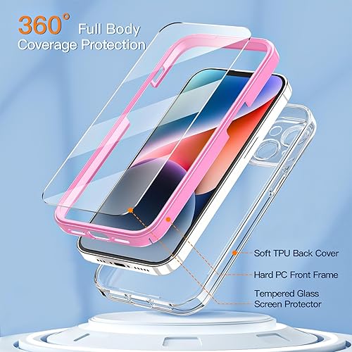 Miniatura 3 de COOLQO Funda compatible con iPhone 14/iPhone 13 con protectores de pantalla, protección contra caídas de grado militar, diseño de doble capa que no