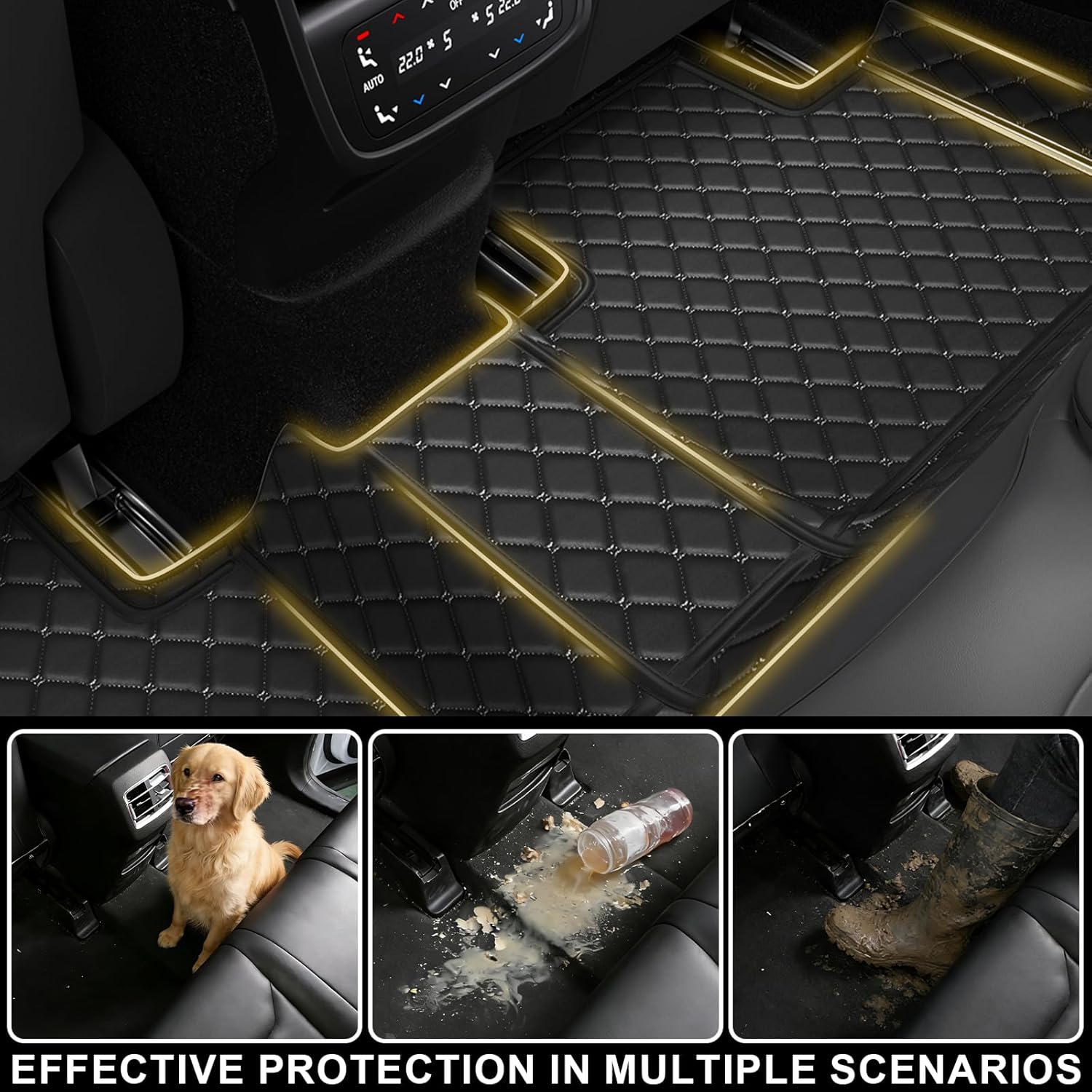 for Toyota Sienna 2011-2019 Custom Leather Floor Mats, All-Weather Waterproof Anti-Slip Full Coverage Thick Liners (Black) - Image 6
