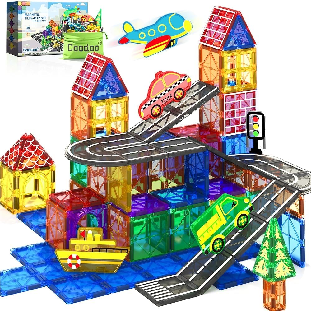 Magnetbausteine Stadtstraßen-Set Kinderspielzeug Lernspiel Jungen Mädchen | Spielzeug ab 3 jahre, Magnetbausteine für Kinder im Alter von 3–5, 4–8 Jahren, Magnet Spiel, Klassenzimmer must haves