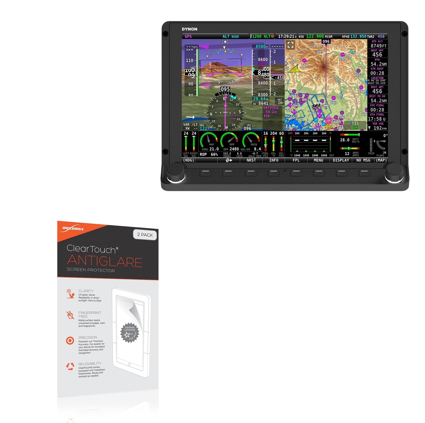 BoxWave Screen Protector Compatible with Dynon Skyview HDX (7 in) - ClearTouch Anti-Glare (2-Pack), Anti-Fingerprint Matte Film Skin