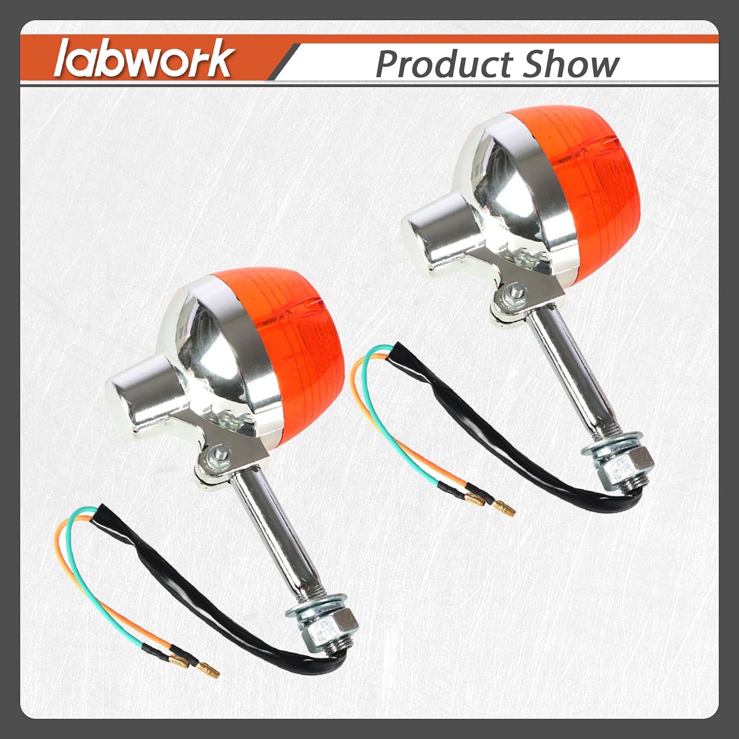 Pack of 2 Motorcycle Turn Signal Lights - Front Rear Blinker Indicator Light Amber Replacement for Honda C70 CT70 CT90 XL100 CB350