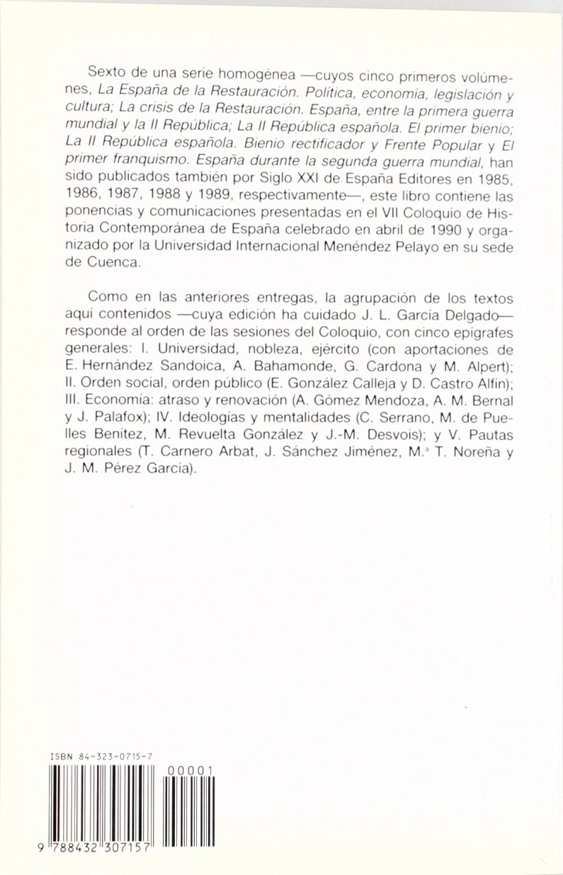 España entre dos siglos (1875-1931): Continuidad y cambio (Historia)