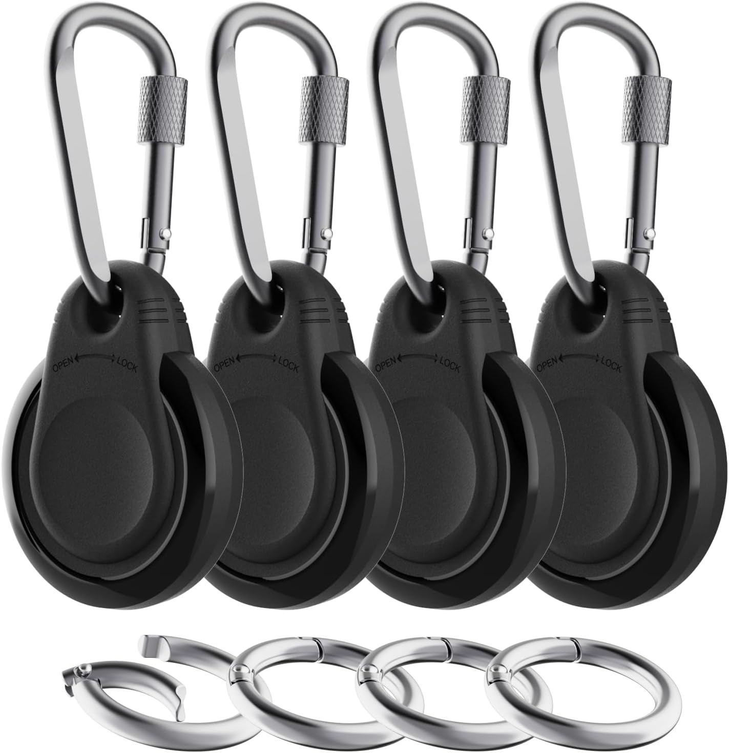Waterproof Holder for AirTag Keychain Lock Case for Apple AirTags Keyring Durable Lightweight Cover for AirTag for Keys Kids Luggage Backpacks Pet Collar Black 4Pack - Amazon product rated Grade B